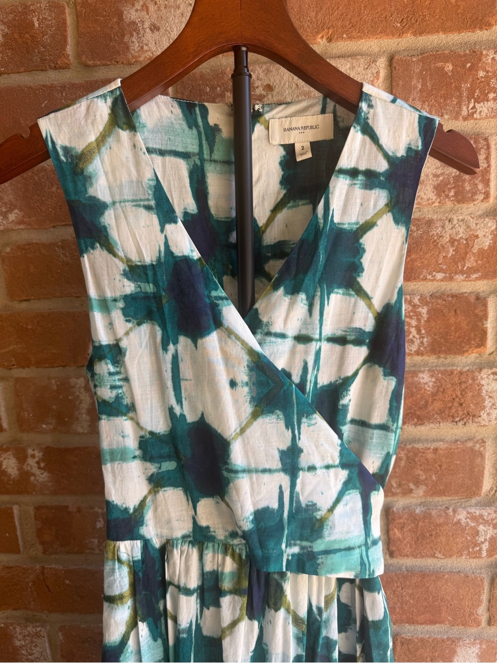 Banana Republic Voile Cotton Wrap Maxi Dress in Green Tie Dye
Women Sz 2 - Picture 3 of 12